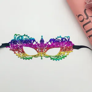 Colorful lace masquerade mask for Halloween party cosplay, half face eye mask festival.