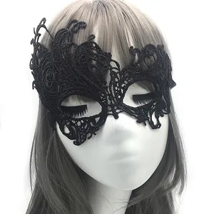 Black lace masquerade mask for women, half face eye mask for Halloween party and cosplay events.