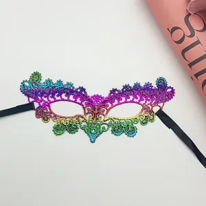 Colorful bronzing lace mask masquerade party half-face eye mask for Halloween cosplay.