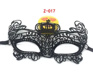 Black lace masquerade mask half face crown hollow eye mask for women party Halloween costume.