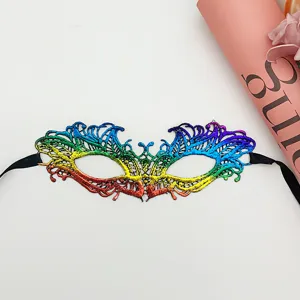 Rainbow lace masquerade mask half face eye mask for Halloween party cosplay dress up event