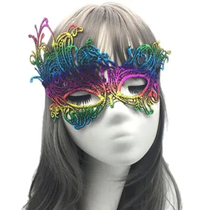Rainbow lace masquerade mask for Halloween party cosplay half face eye mask festival props.