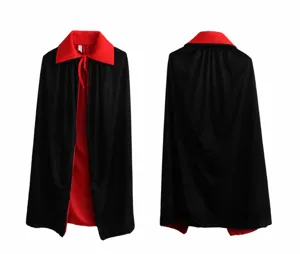 Mantello doppio nero e rosso da 90 cm per bambini costume da spettacolo di Halloween