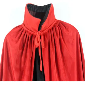 Mantello doppio strato rosso e nero Halloween costume bambino spettacolo dettaglio