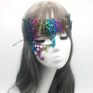Colorful bronzing lace half face mask, masquerade party eye mask, festival costume accessory.