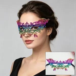 Colorful lace butterfly eye mask for masquerade Halloween party, stunning half face mask.