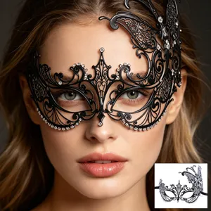 Venetian Butterfly Half Face Metal Hollow Rhinestone Mask Adult Women Princess Halloween Party Costume Masquerade Mask