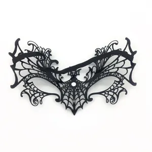 Black Halloween bat masquerade mask detailed hollow half face party costume accessory