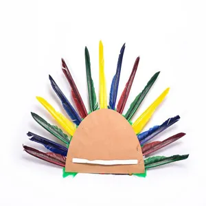Coiffe en plume coloree pour enfants chapeau de chef indien accessoire de fete deguisement.