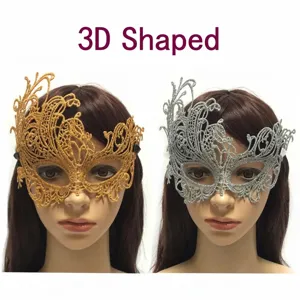 Bronzing lace masquerade mask half face party eye mask for women halloween props 2pcs