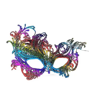 Maschera in pizzo arcobaleno mezzo viso per festa di Halloween ballo in maschera sexy