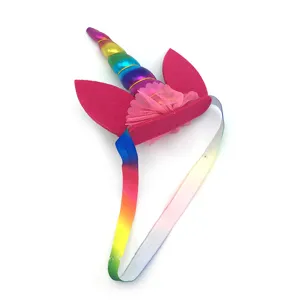 Children unicorn headband with colorful horn pink ears tutu for birthday party celebrations