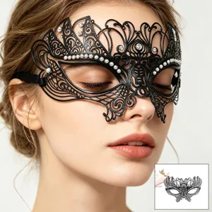 Venetian Masquerade Metal Rhinestone Half Face Mask Women Halloween Party Props