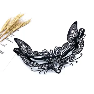 Black metal hollow masquerade mask half face Halloween party eye mask for women props