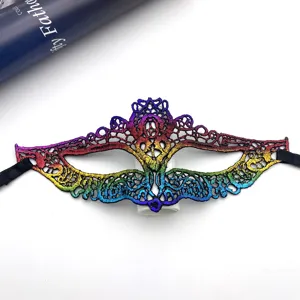Colorful rainbow lace masquerade mask for Halloween party costume dress up and festive eye mask