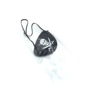 Halloween Piraten Augenklappe mit Totenkopf Design, schwarze Plastik Kostüm Requisite Party.
