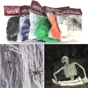 Halloween Spinnenweb Decoraties Rekbare Nep Spinnenkatoen Met Plastic Spinnen Voor Spookhuis Feest Rekwisieten