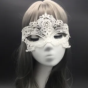 White lace mask, 3D shaped eye mask for Halloween party, masquerade, and cosplay events.