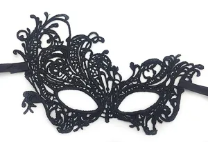 Schwarze spitze maske damen maskenball augenmaske halbes gesicht halloween kostüm zubehör detailansicht