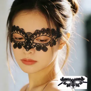 Schwarze Spitzenmaske Damen, elegante Halbgesicht Maske für Halloween Party Kostüm.