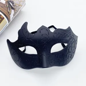 Black masquerade mask half face vintage glitter design for Halloween party costume accessory