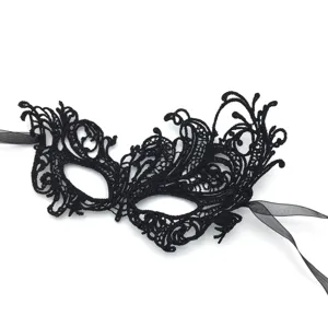 Maschera in pizzo nero, elegante maschera occhi mezza faccia per feste di Halloween.