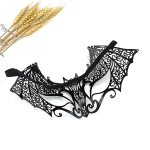 Black hollow bat mask for Halloween cosplay party, sexy half face eye mask decorative prop.