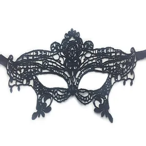Schwarze spitze maske halbgesicht augenmaske fur party kostum halloween prop details
