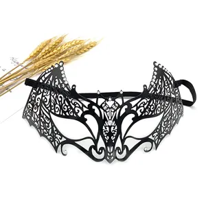 Halloween Bat Metal Rhinestone Masquerade Masks Half Face Costume Party Eye Mask
