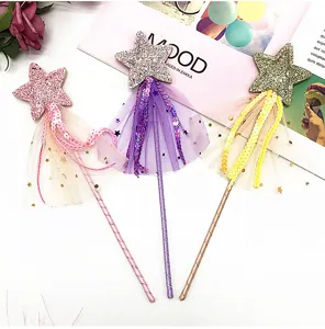 Ensemble de baguettes magiques étoiles en tulle pailleté, accessoires de déguisement.