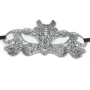 Máscara de encaje plateado para mujer, antifaz de fiesta de disfraces de Halloween.