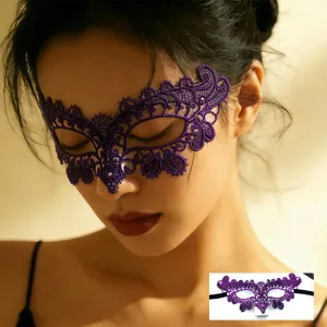 Lila spitze maske maskerade halbgesicht augenmaske fur halloween party damen und madchen.