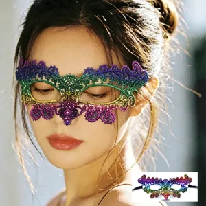 Bunte Spitzen-Maskerade-Maske, Halbgesicht Fuchs-Augenmaske für Halloween Party Requisiten.