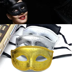 Masquerade Retro Dipinto Bordo In Polvere D'oro Maschera Mezza Faccia Adulto Festa Di Halloween Accessori Di Costume Maschera Occhi D'oro