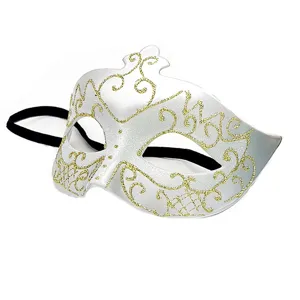 Elegant silver and gold glitter masquerade mask for Halloween party, half face adult costume.