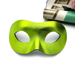 Green metallic half face masquerade mask for party, vintage Halloween and Christmas dress up.