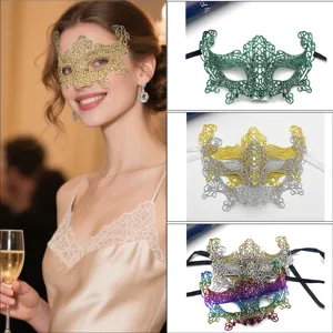 Donne Pizzo Mascherata Maschera Stampa a Caldo Cavo Volpe Occhi Maschera Mezza Faccia Festa Costume Puntello di Halloween