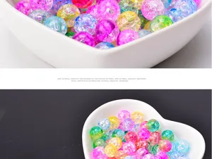 Colorful crackle acrylic beads round loose beads for DIY jewelry making accessories.