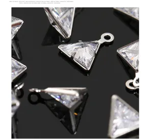 Colgante triangular de cristal circonita estrás joyas accesorios DIY para collar pendientes.
