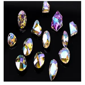 Fancy shape crystal rhinestones teardrop heart iridescent gems for nail art crafts design