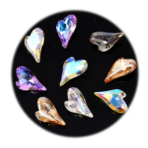 9x14mm 10pcs iridescent heart nail art rhinestones crystal DIY diamond manicure decorations main