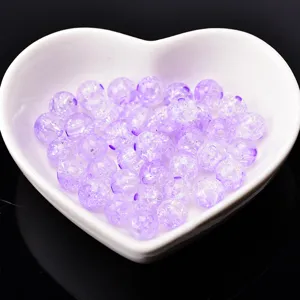 Purple crackle acrylic beads round loose beads for DIY handmade jewelry making accessories 100pcs