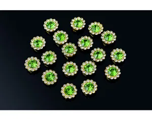 14mm bottoni strass girasole cristalli verdi accessori capelli fai da te brillanti