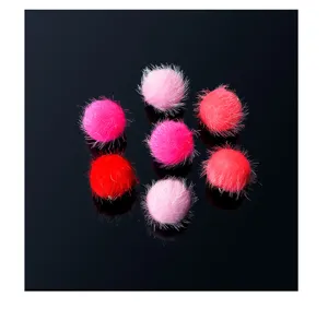Colorful faux mink fur pom pom charms for DIY jewelry making, earrings, and necklace pendants.