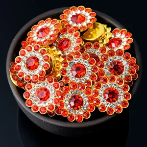 Bottone con Strass di Girasole Base in Metallo Fiore di Cristallo Bottone Piatto Lucido per Accessori per Capelli Fai da Te Artigianato di Abbigliamento