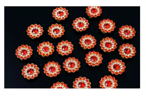 Boutons strass fleur double couche, accessoires de cristaux brillants pour nœuds de cheveux.