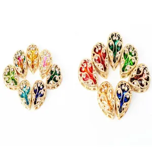 Diamantes de imitación de vidrio en forma de gota con garras de metal para ropa y vestidos.