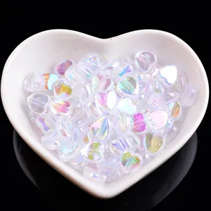 Perles Vrac Cœur Plastique Résine Irisé Couleur AB Breloques Cœur DIY Fabrication de Bijoux Accessoires Artisanat