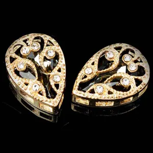Strass de lágrima para coser, garras de cobre filigrana y cristales de vidrio para vestidos de novia.