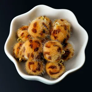 16mm Leopard Faux Mink Fur Ball Pendants DIY Jewelry Making Earring Necklace Craft 10pcs
